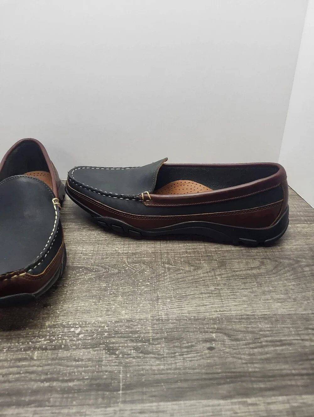 Allen Edmonds Boulder Black Brn Leather Driving Loafers Moccasin Mens Size 8.5 E